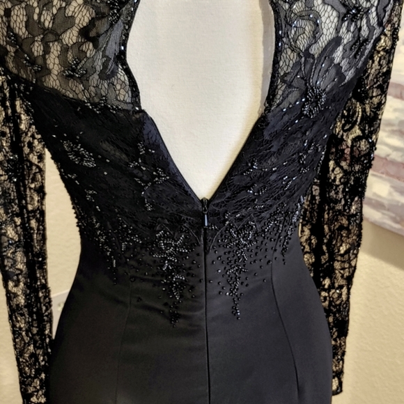 Montage by Mon Cheri Black Beaded Gown - Picture 5 of 16